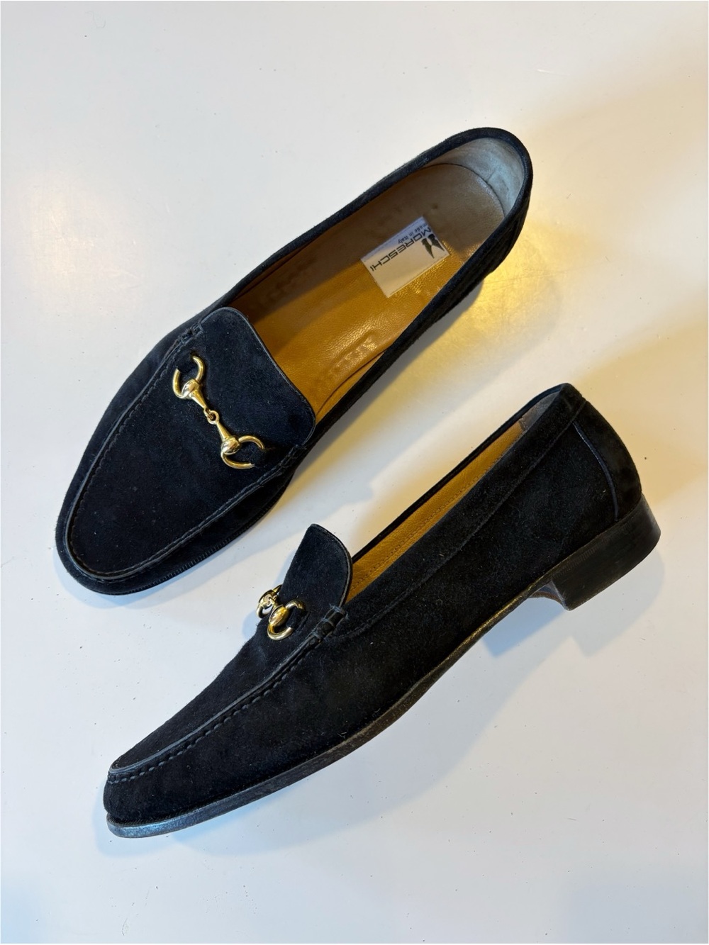 Moreschi || Italian Suede Horsebit Loafers Bit Black Gold 11.5